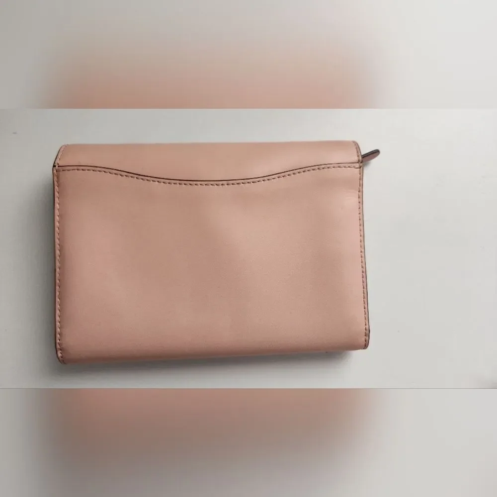 🌸Kate Spade Smooth Leather Clutch Large Wallet -Soft Pink